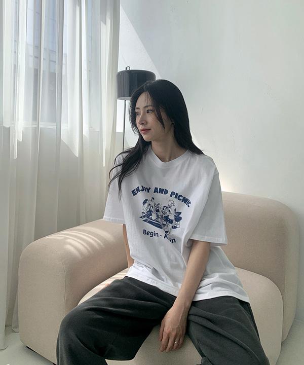 피크닉 프린팅 반팔 티셔츠 -  3 color