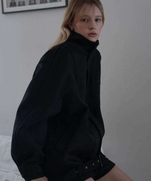Belted Wool Half Jacket [Black]