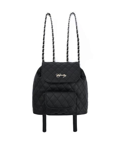 C METAL LOGO QUILTING MINI BACKPACK 2_BLACK