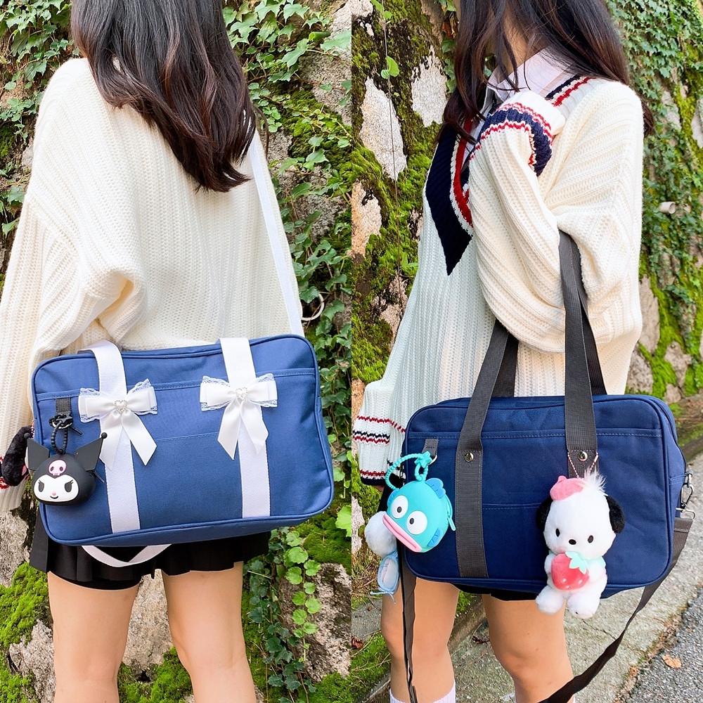 일본스쿨백 캔버스 3WAYS 토트 숄더백 크로스 일본학생가방 jk 코스프레 갸루 하이틴 네이비 다크네이비