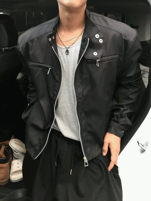 [어깨+4CM] 서브씨 크롭 바이커 자켓