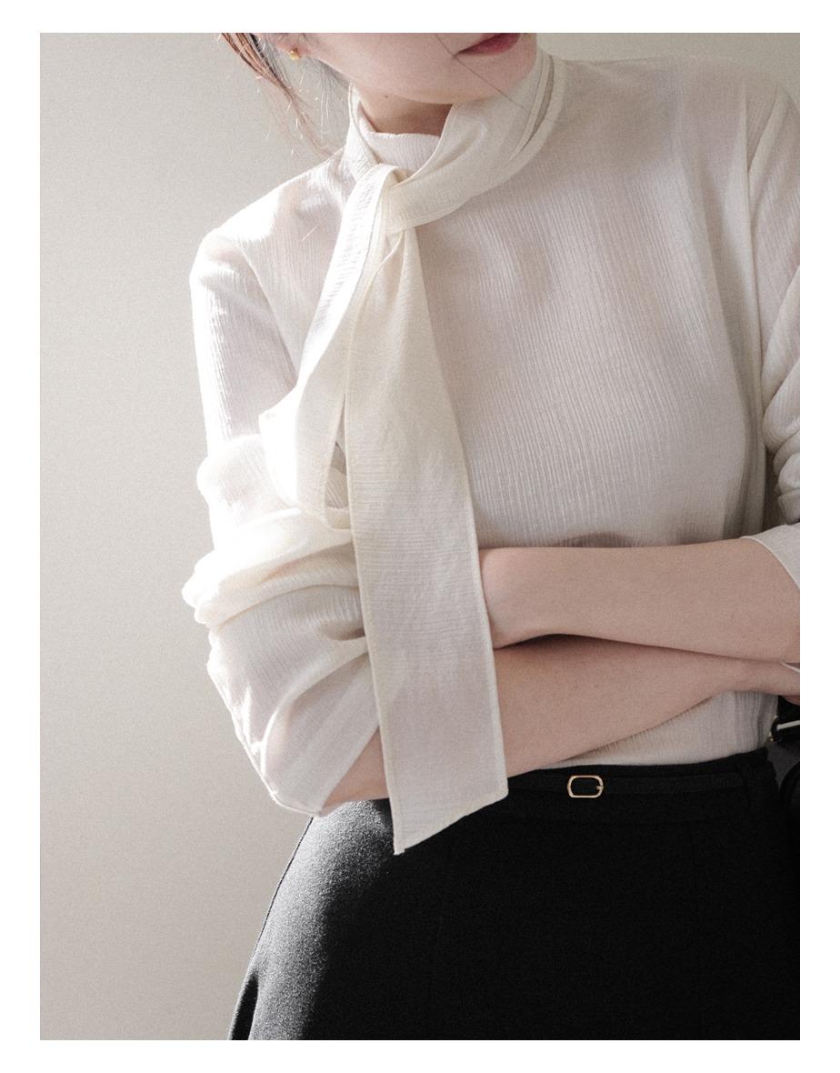 [7일소요] 론 플리츠 타이 블라우스 (2colors)