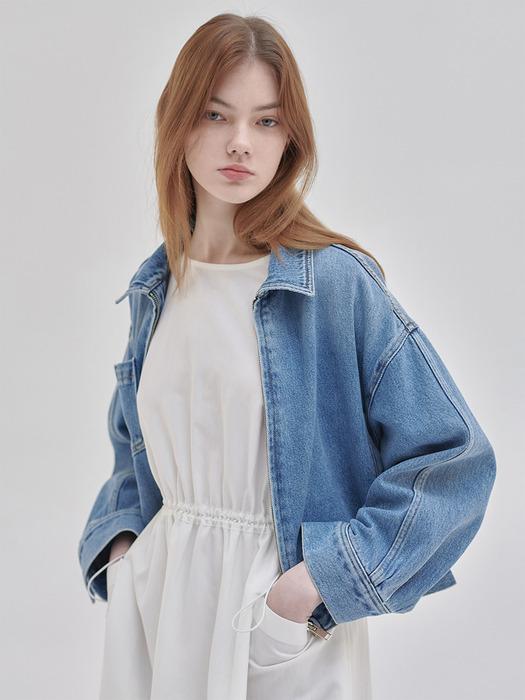 24SN casual denim zip-up jacket [BL]