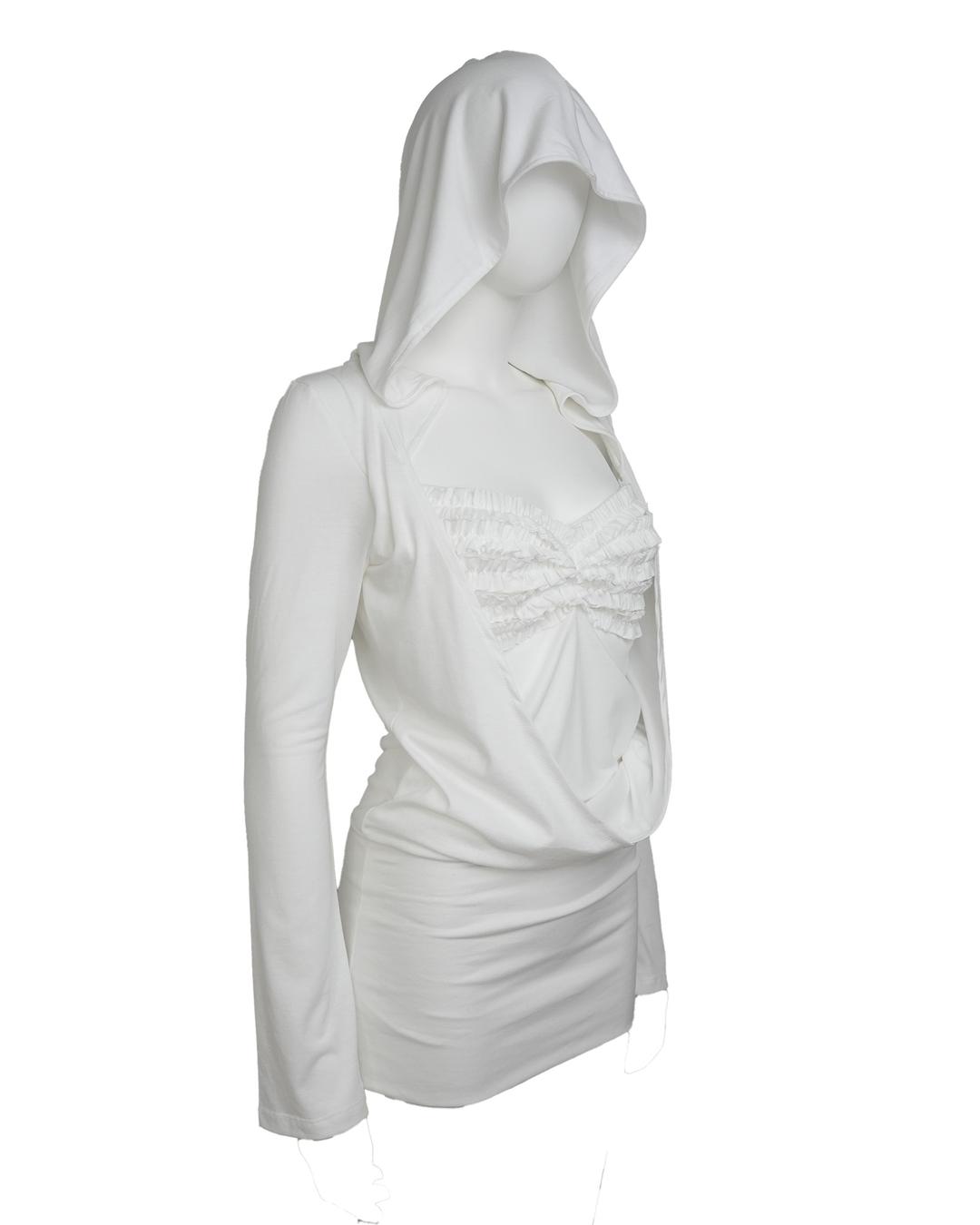 DRAPED HOODIE DRESS [ivory]