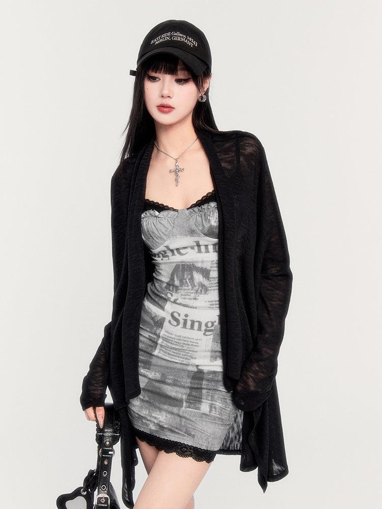 Irregular Knitted Cardigan/Pictorial Dress VOC0328