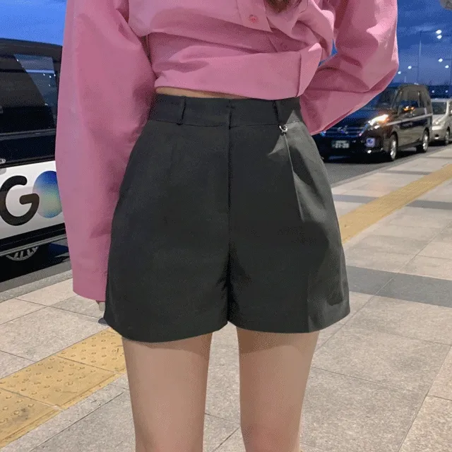 [모던시크🖤3SIZE] 하프 투 핀턱 3부 반바지 큐롯 버뮤다 코튼 팬츠 A라인 치노 면 바지 숏 슬랙스 쇼츠 3col S M L