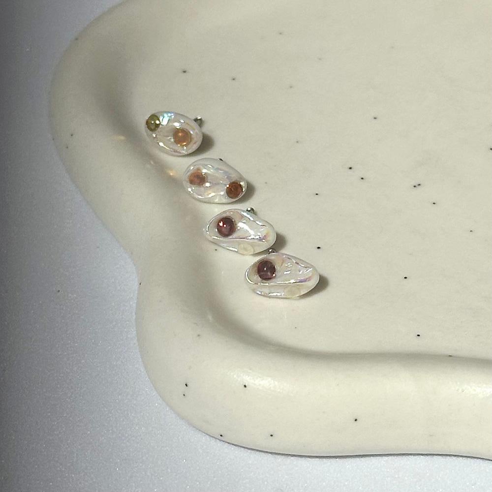 씬피어싱 핸드메이드 더블스톤 바로크진주 써지컬 피어싱 