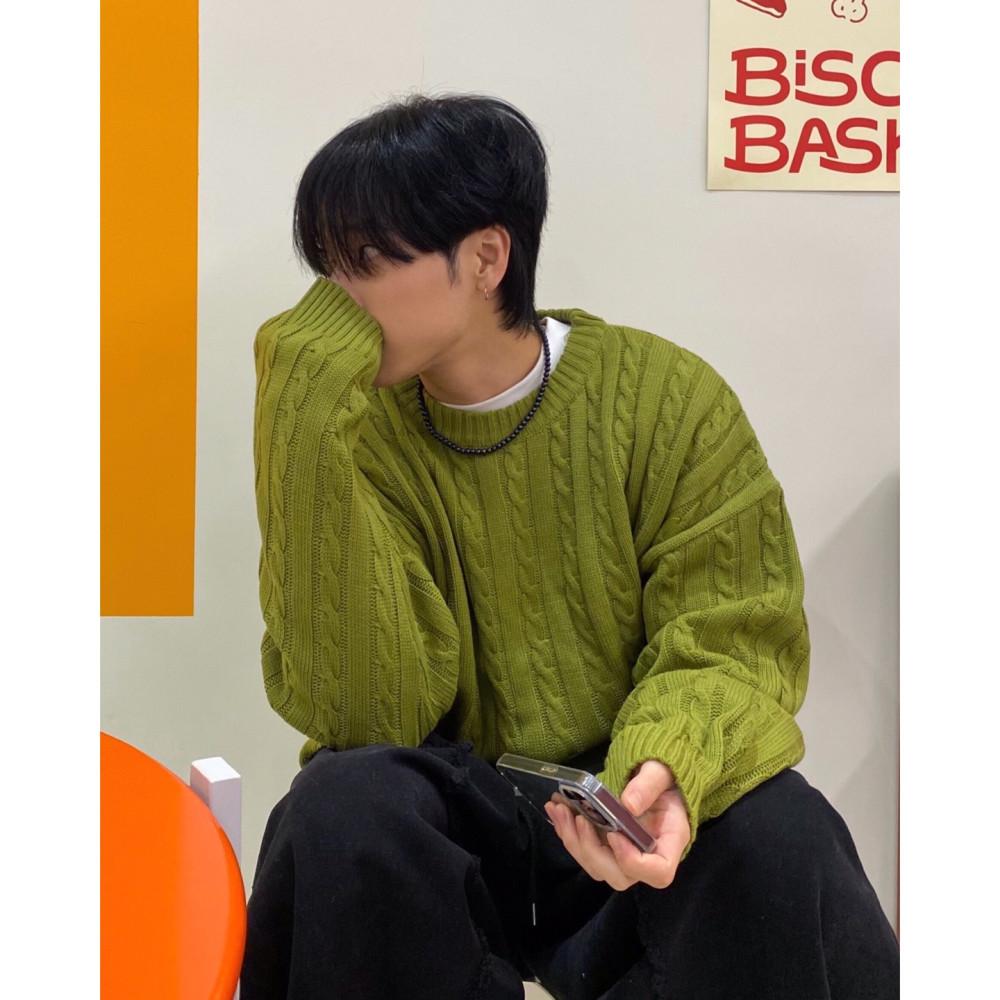Twist Cropped Round Knit 꽈배기 크롭 라운드 니트 (5C)