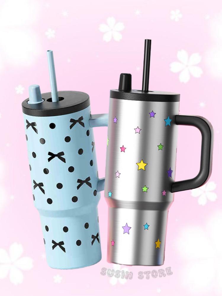 수심 Star Ribbon Tumbler 스타 리본 손잡이 텀블러 대용량 별 유니크 선물