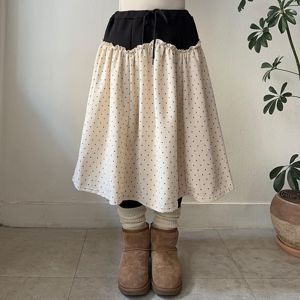 벨벳 도트 미디 스커트 (2color) -77착용가능