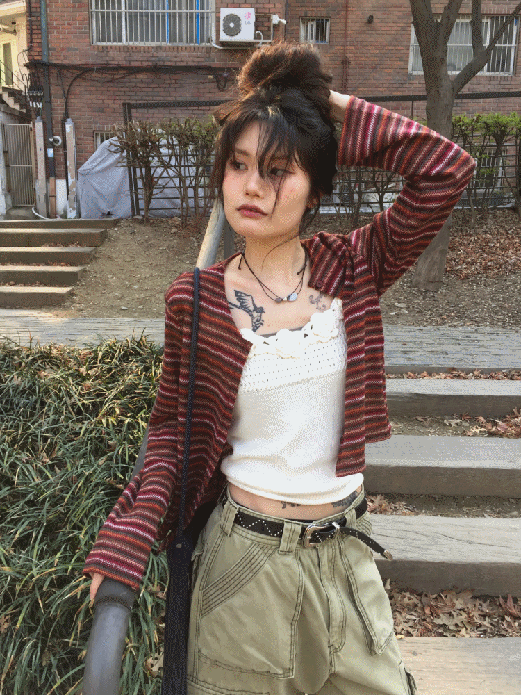모래하우스 인디 패턴 가디건