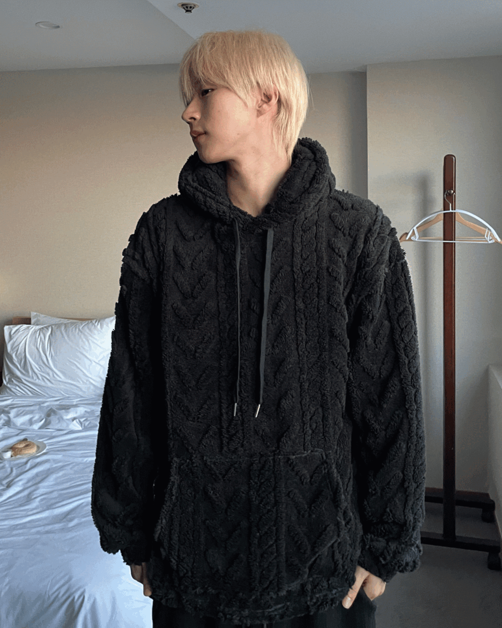 (문의폭주)(커플강추) 케이블 양털 후드 (3color)