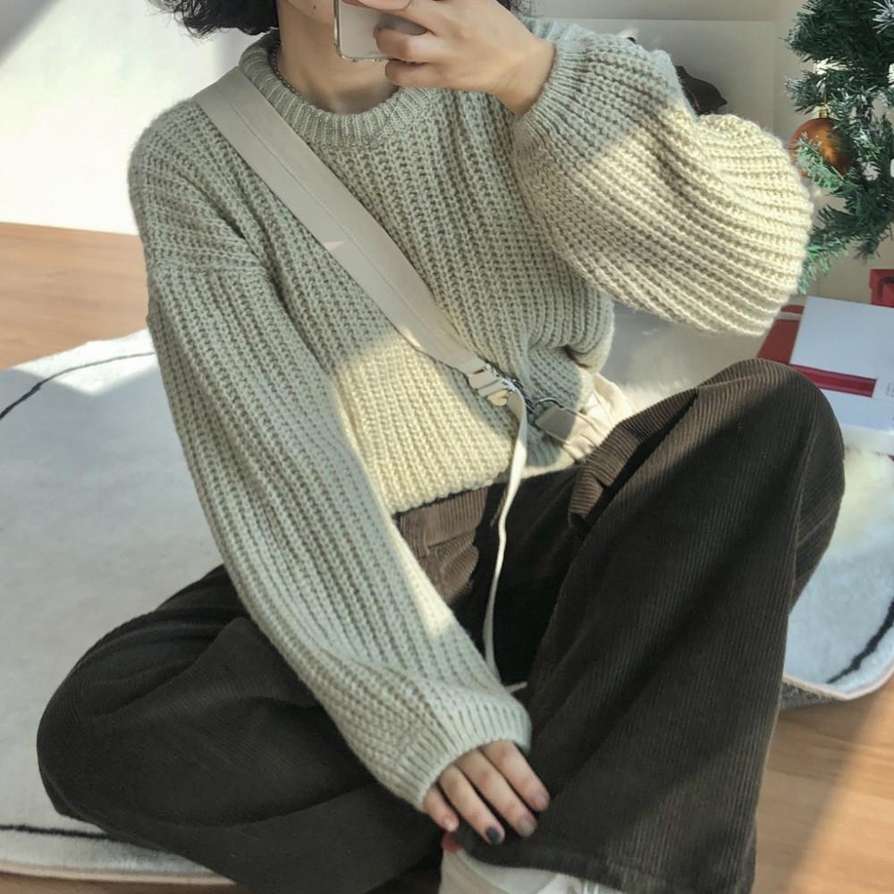 무지개 라운드 도톰 니트 (13 color)