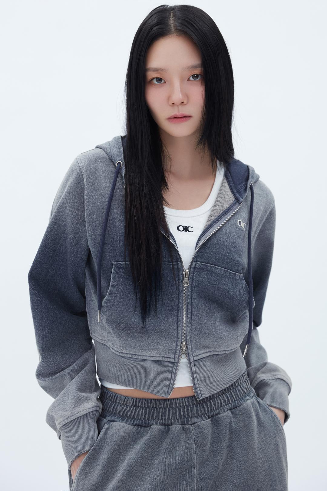 빈티지 데님스웻 크롭 후드집업