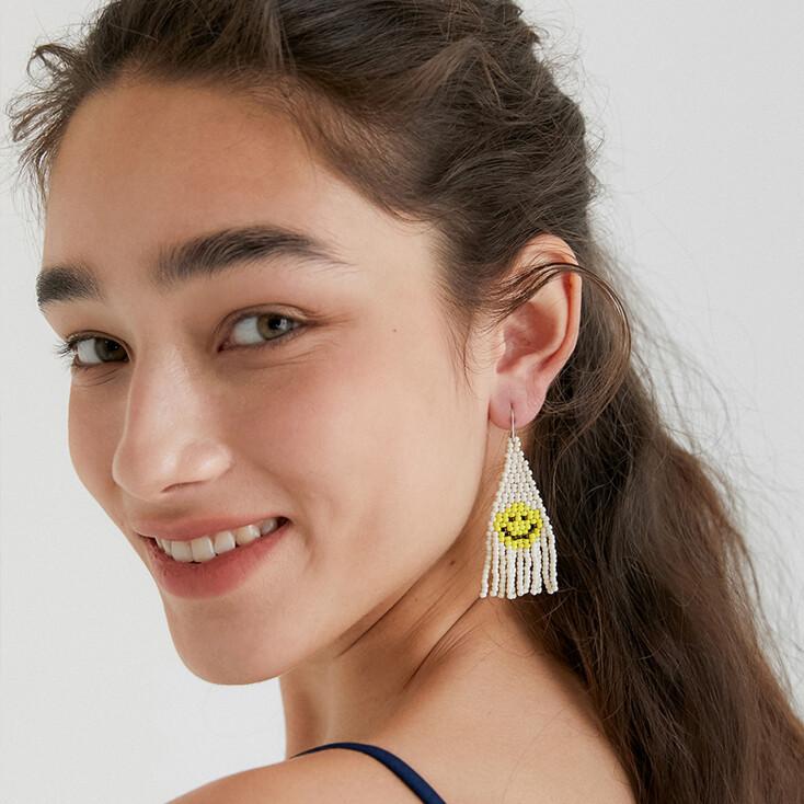 Smile White Earrings