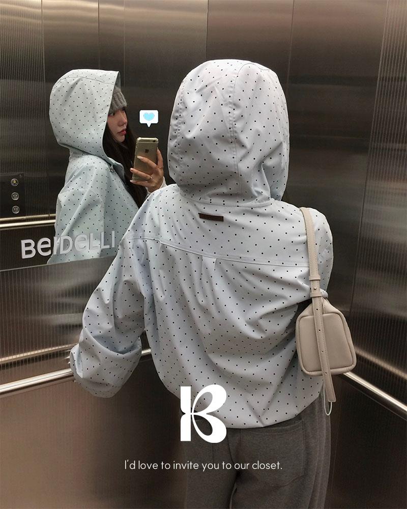 베이델리 [MADE]밀리 도트 후드 바람막이