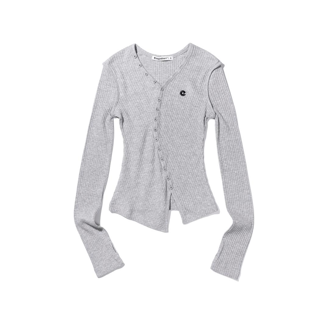 WOMEN BUTTON UP LONG SLEEVE M/GREY