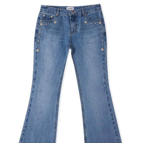 Stud Bootcut Denim Pants (Light Blue) Women