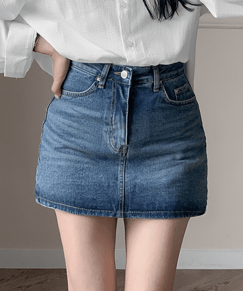 세컨드세컨 페일 데님 스커트 팬츠