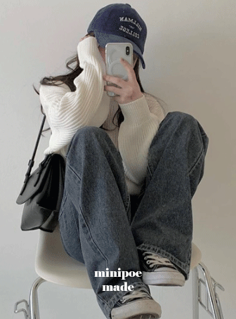 [MADE]스티치 다크데님 오버핏 팬츠 ( ver. 치즈컬러 스티치 )