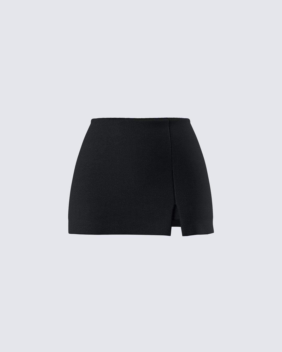 Gloria Black Crepe Mini Skort - XS