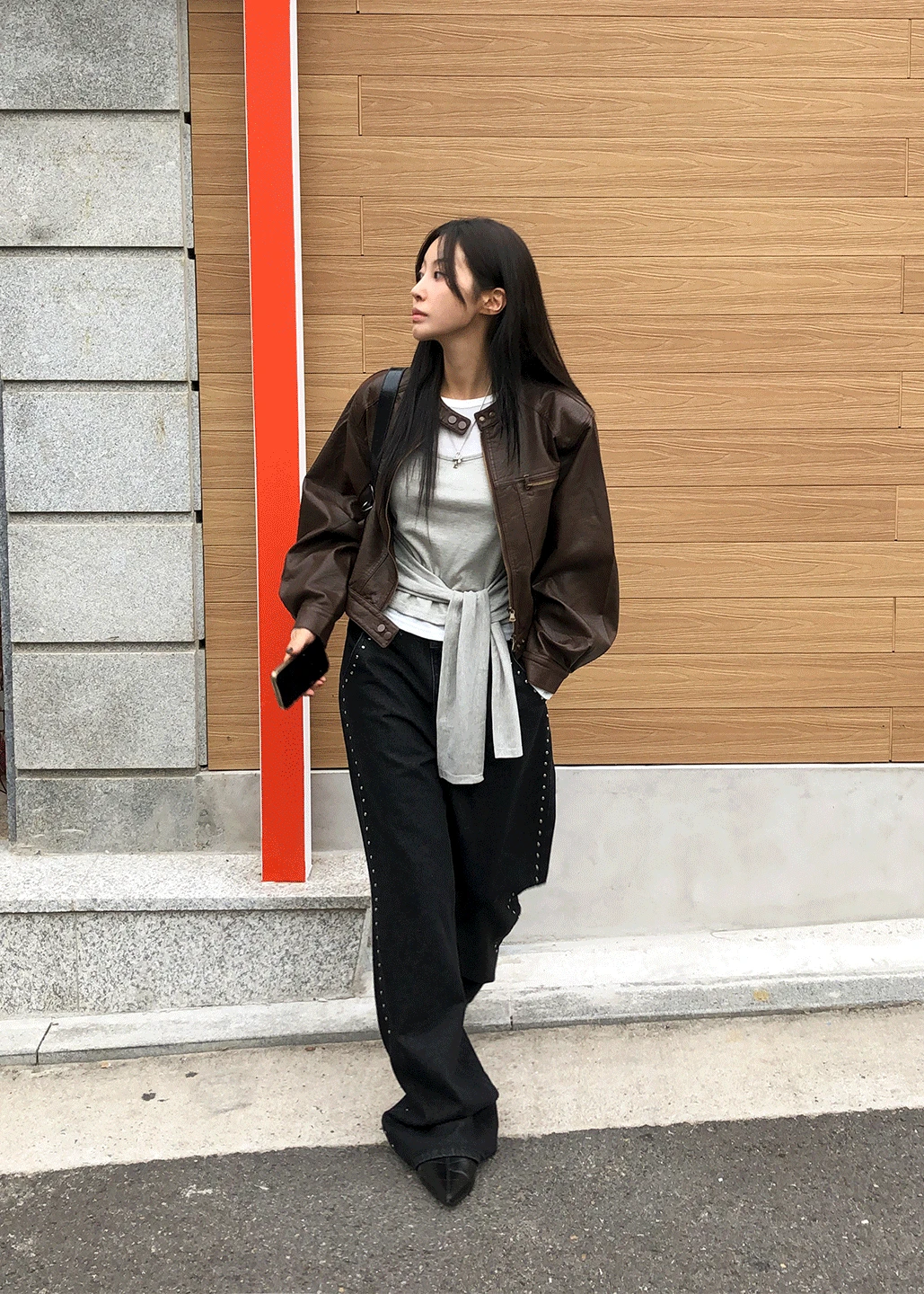 CURVE STUD DENIM PANTS