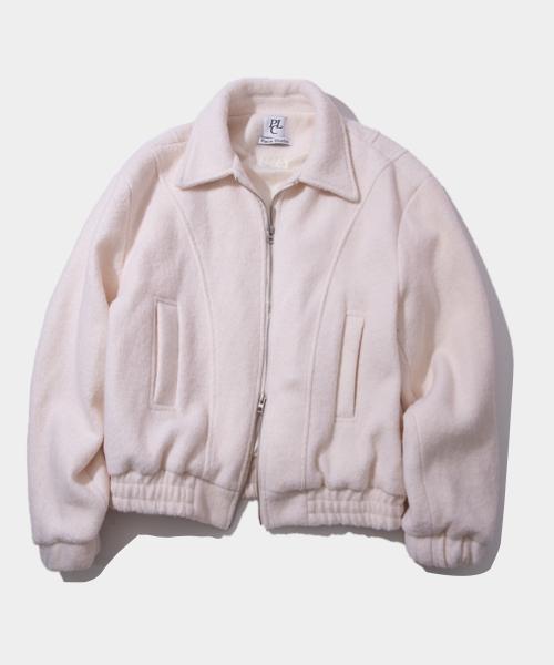 커브드 라인 미니멀 덤블 블루종 카라 투웨이 밴딩 자켓 [아이보리]