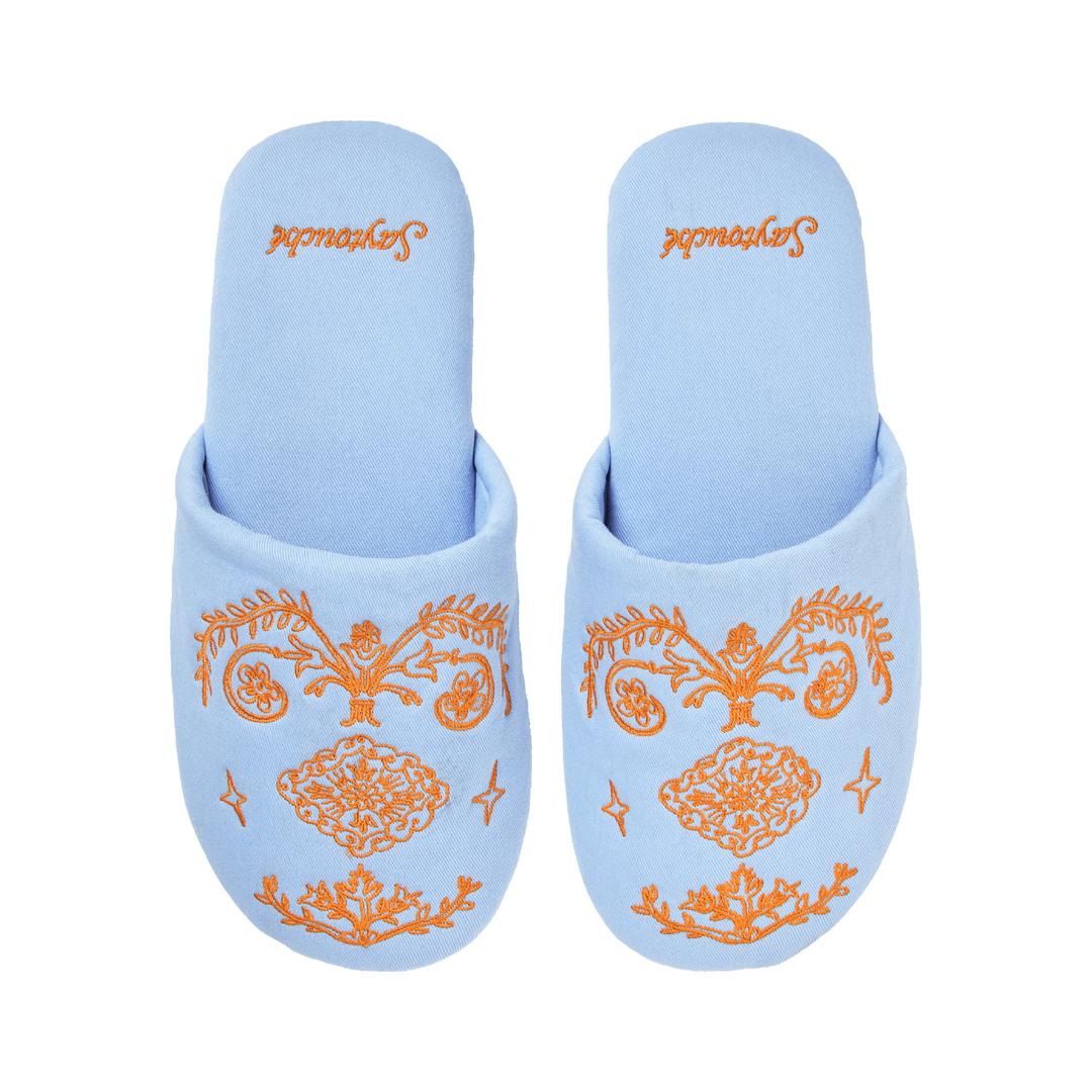 Doodle Persian Room Shoes Sky Blue