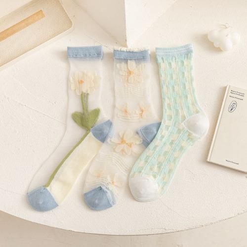 로민 시스루 망사 스타킹 양말 봄 여름 여성 여자 양말세트 삭스 르뚜앙