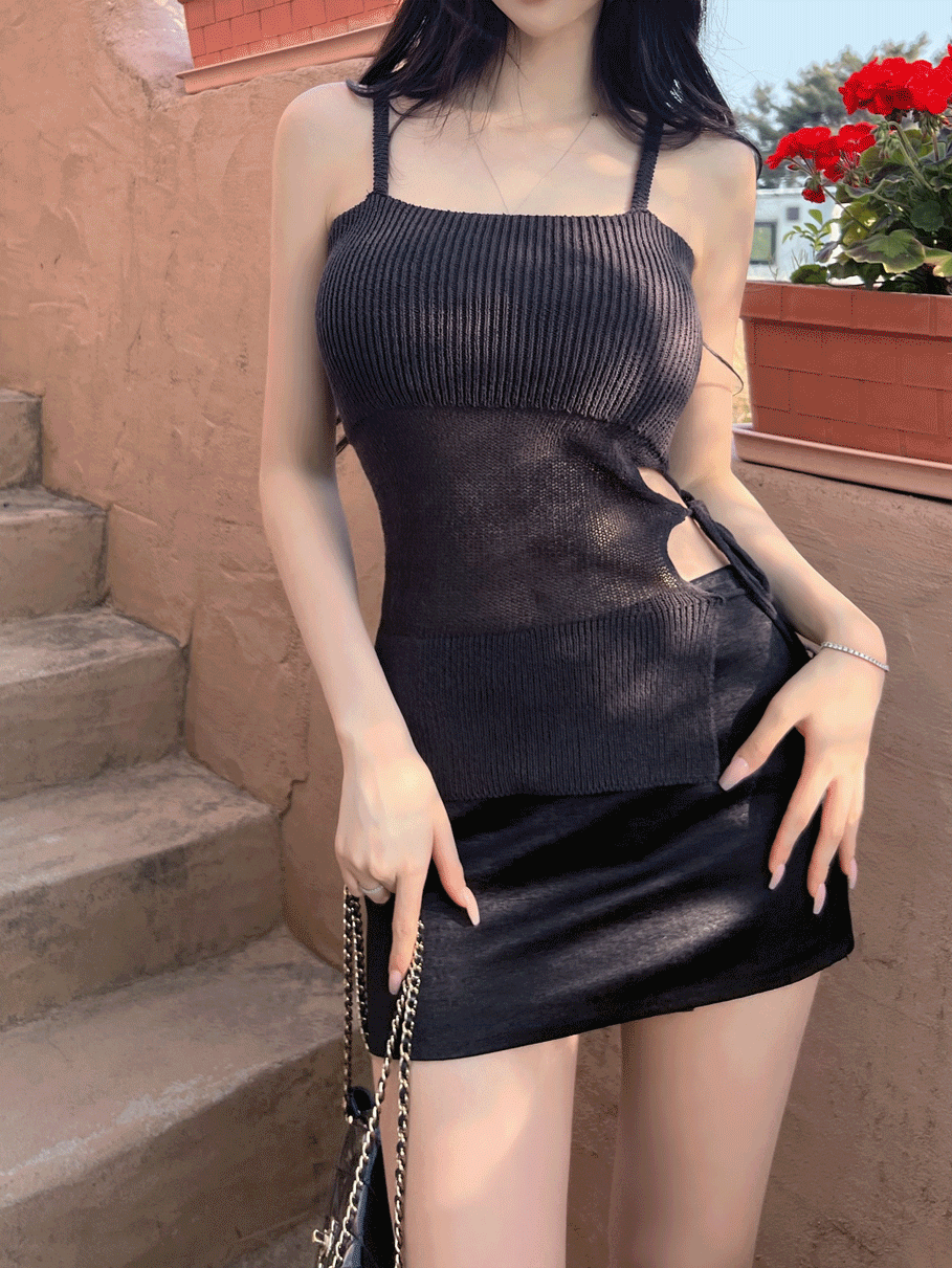 리즈 시스루 탑 니트 나시