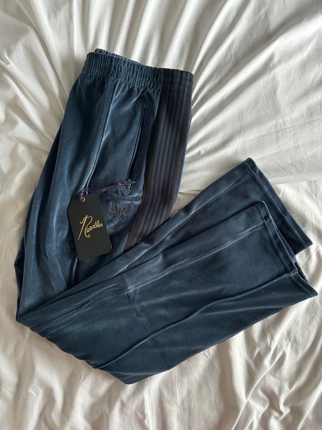 [L] 니들스 벨루어 벨벳 팬츠 스모크블루 미착용 신품 | 후루츠패밀리