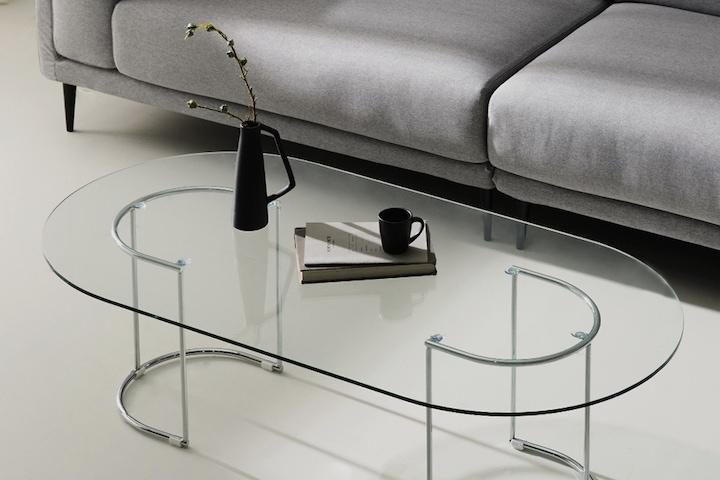 시니컬W 1200 강화 유리 거실 테이블/원형 소파 테이블