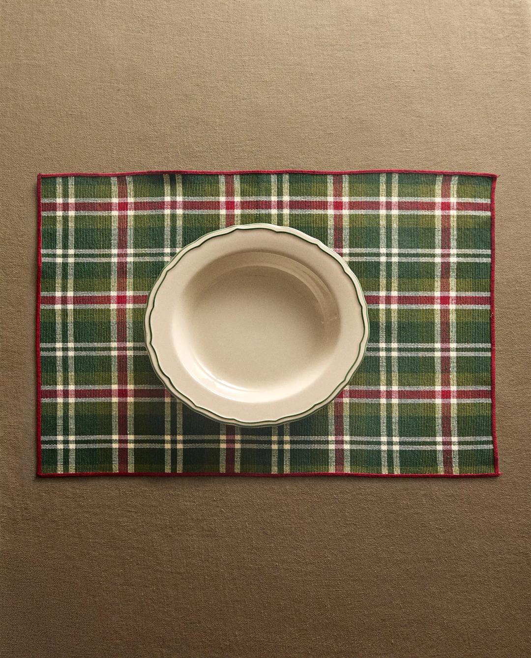 크리스마스 체크 테이블 매트(2개입 세트)