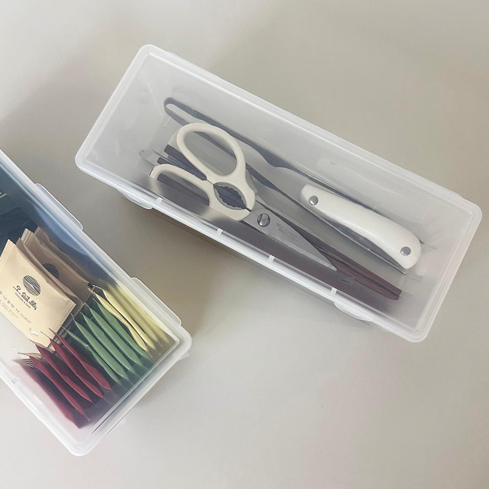 일본 투명 캠핑 수저통 수납함 약정리함 수저 조리도구 보관함