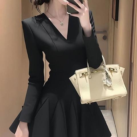 [당일출고🚀] 브이넥원피스 플레어미니원피스 슬림핏원피스 차이크원피스