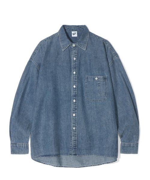 파르티멘토(PARTIMENTO)  오버사이즈 스톤 워싱 데님 셔츠 블루 - 사이즈 & 후기 | 무신사