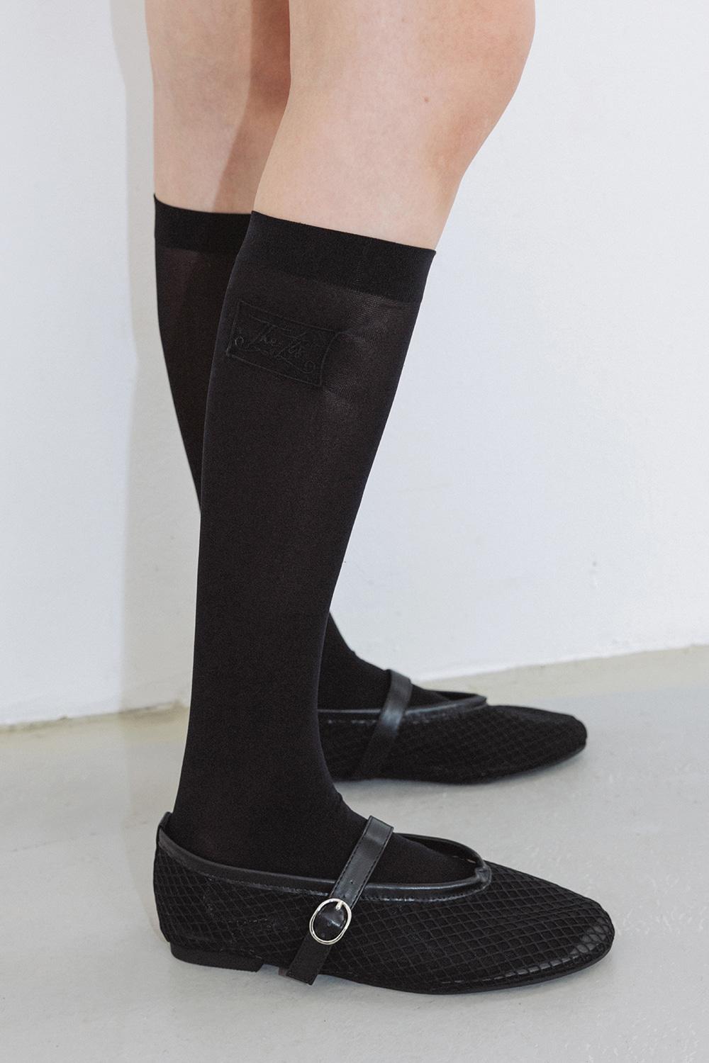 LACE LABEL SEMI-STOCKING SOCKS_TT5W703BK