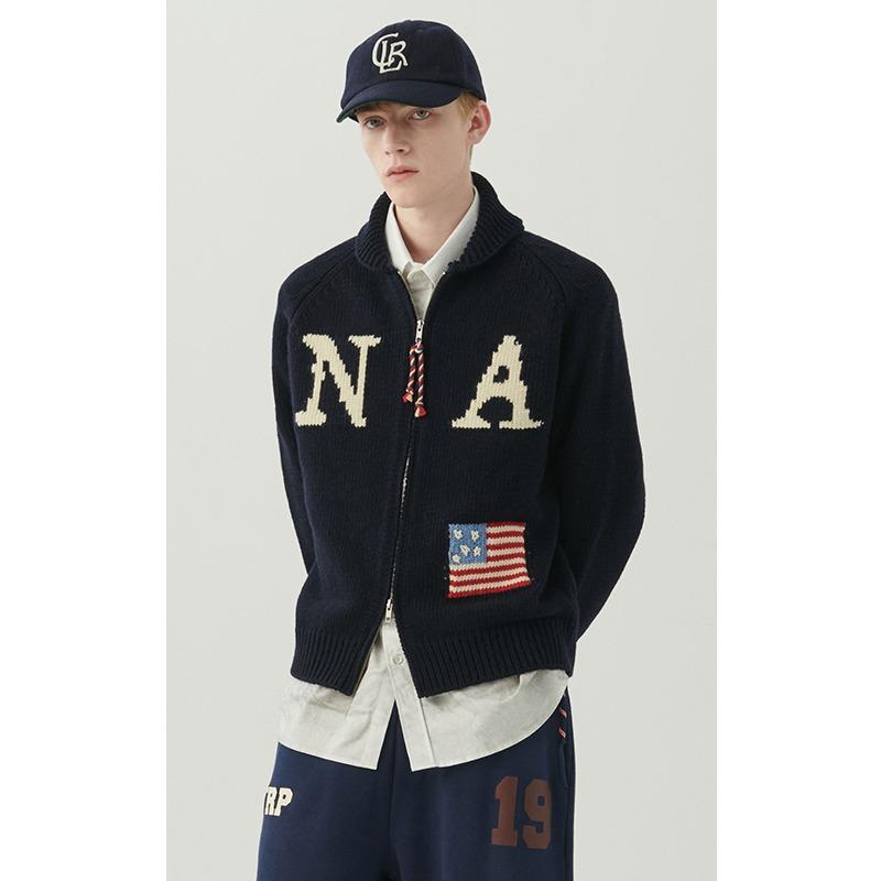 [COLLECTION LINE] 핸드 메이드 디테일 빈티지 리그 니트 점퍼 네이비