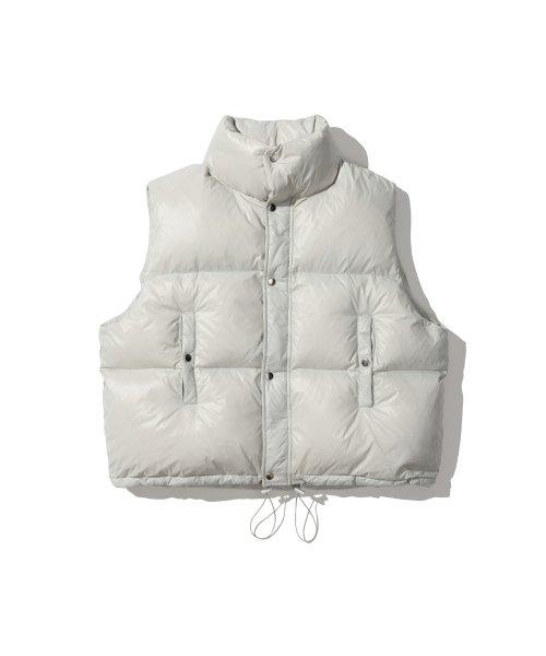 GLOSSY DOWN PUFFER VEST [LIGHT GREY]