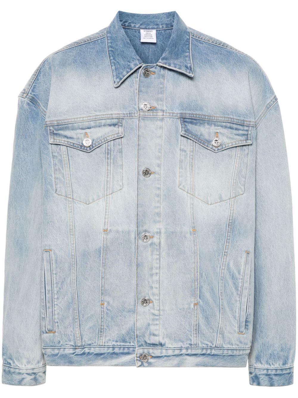 embossed-logo denim jacket