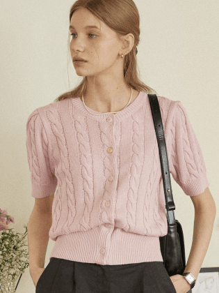 Bonnie Cable Cardigan - Pink