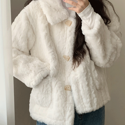 카라 퍼 무스탕 자켓 2color