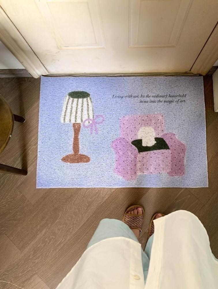 블루 현관문 코일 매트 디자인 발매트