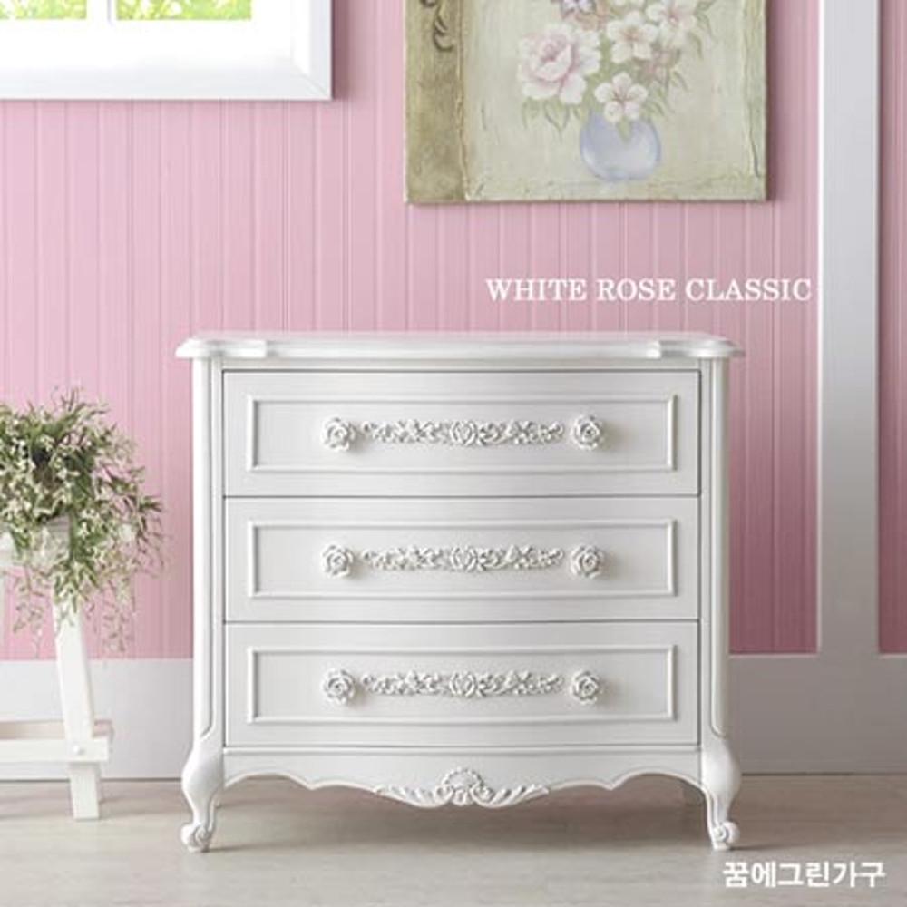 화이트로즈클래식 3단 서랍장