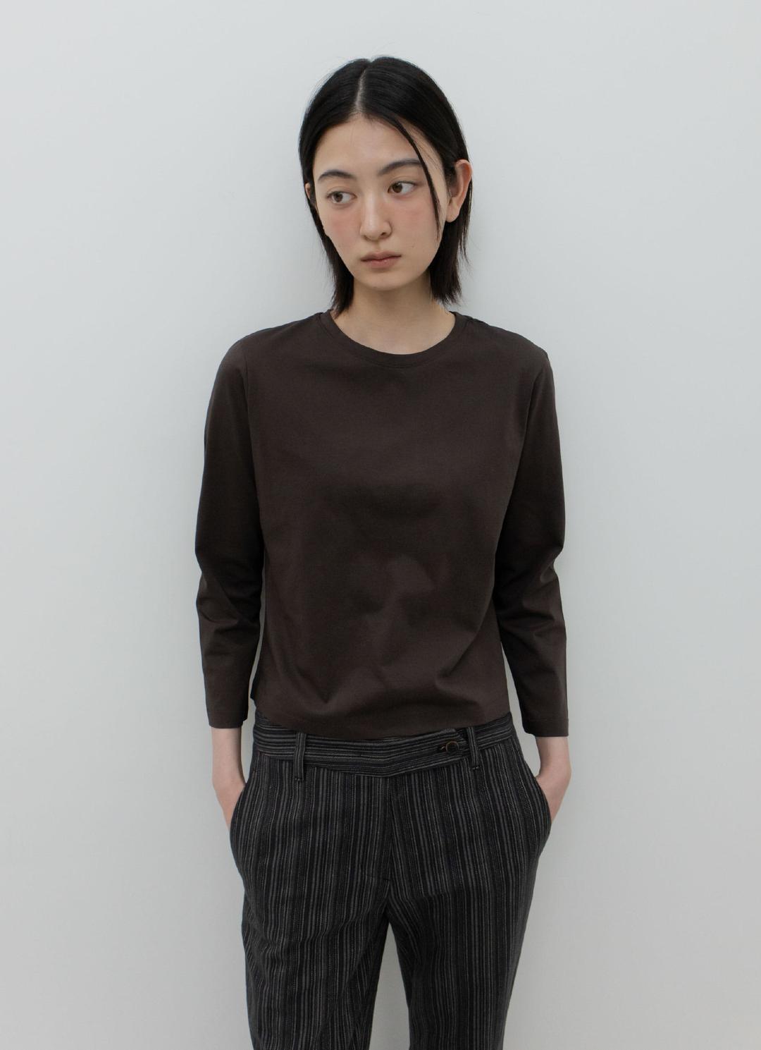 25FW 8 SINGLE STITCH TOP / BROWN