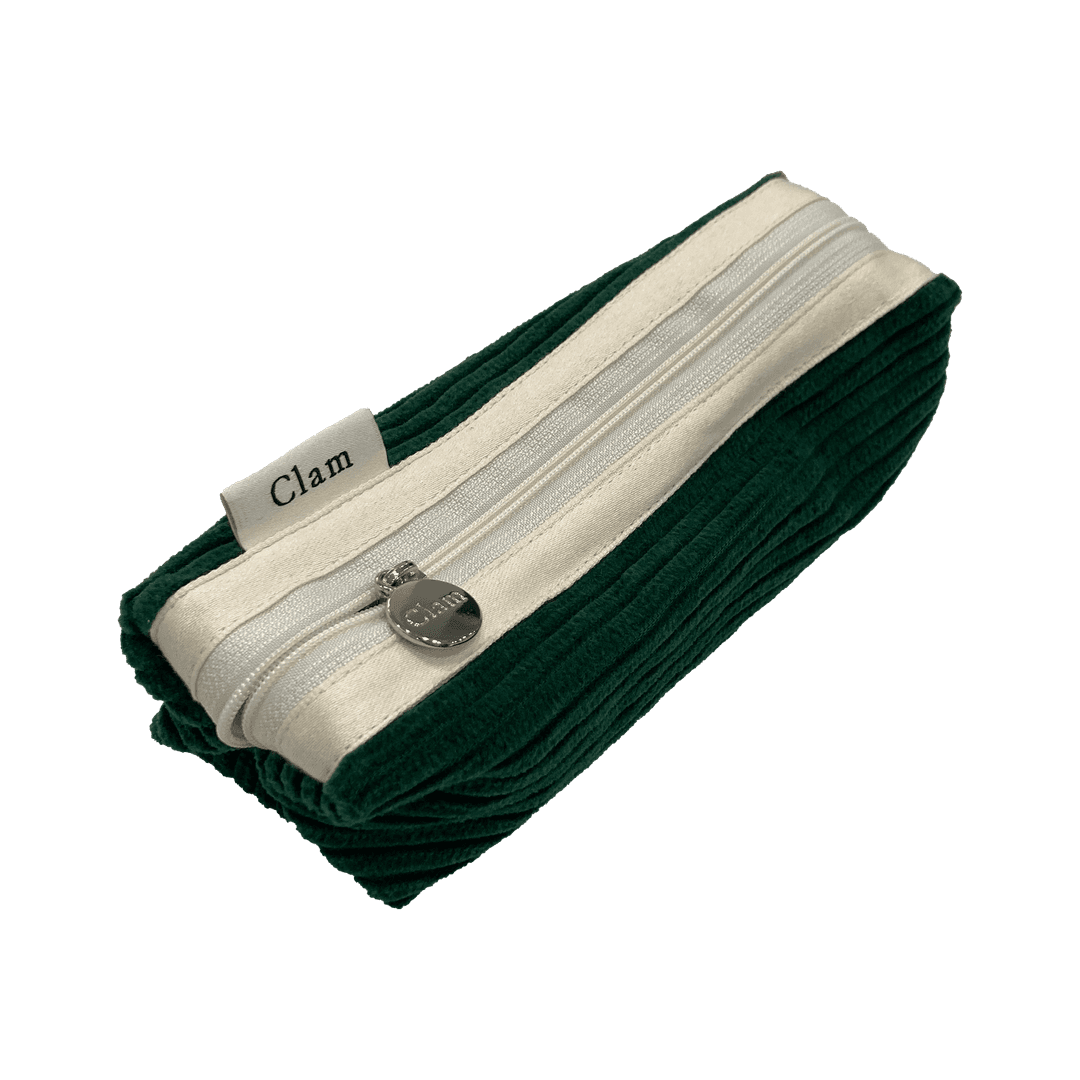 Clam round pencilcase _ Corduroy broccoli
