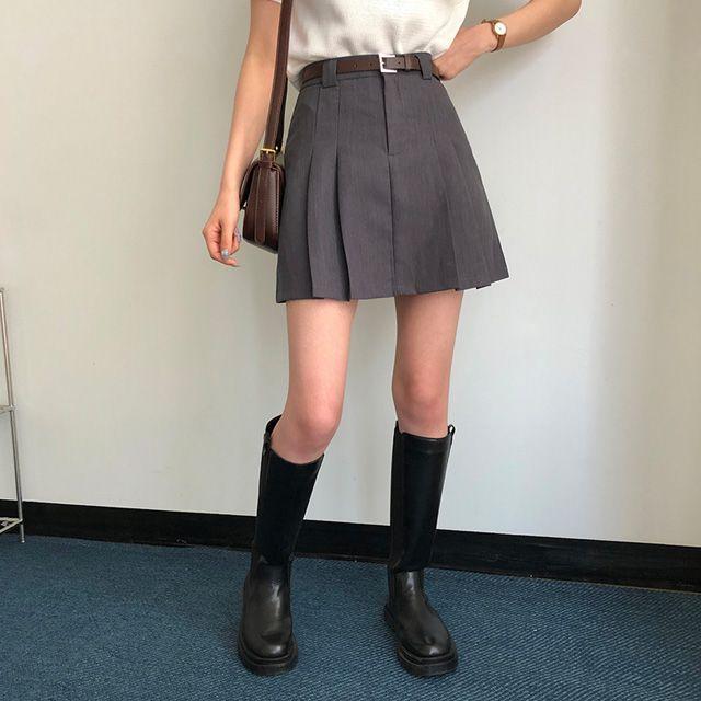[벨트세트!] 요즘 무드 미우 벨트 플리츠 핀턱 미니 스커트