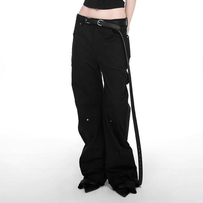 RAWCUT CURVED PANTS (UNISEX) BLACK