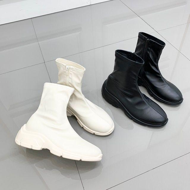 캐주얼 플랫폼 통굽 스판 숏 앵클부츠 스니커즈 5cm