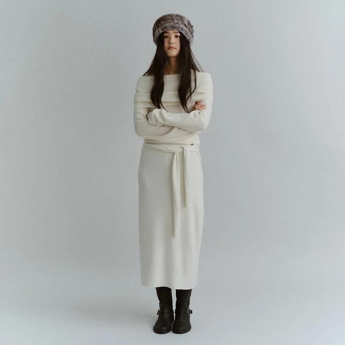[2차리오더]LAYERED WOOL KNIT SKIRT (IVORY)